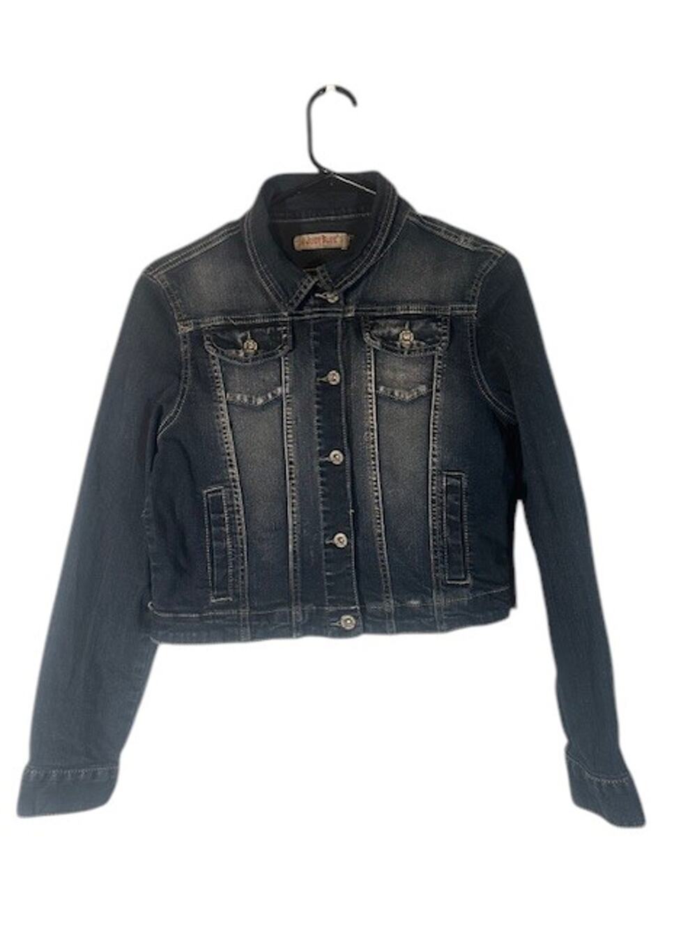 Judy Blue Women’s Dark Blue Washed Denim Button Front Jean Jacket Sz S